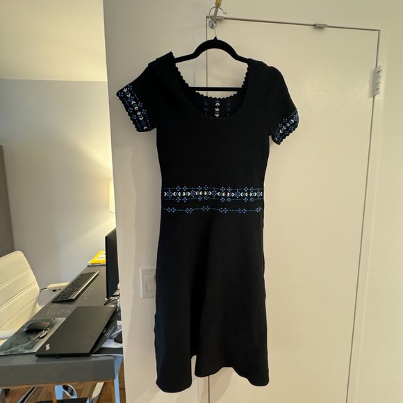 Sandro Scalloped and Beaded A-Line Knit Dress - Picture 2 of 2